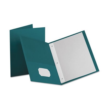 Tops Business Forms Oxford, Twin-Pocket Folders With 3 Fasteners, Letter, 1/2in Capacity, Teal, 25PK 57755